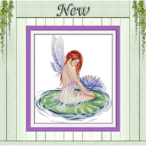 Naiad sexy angel girl Counted Print on canvas DMC 11CT 14CT Cross Stitch kits Needlework Set DIY embroidery Home wall Decoration