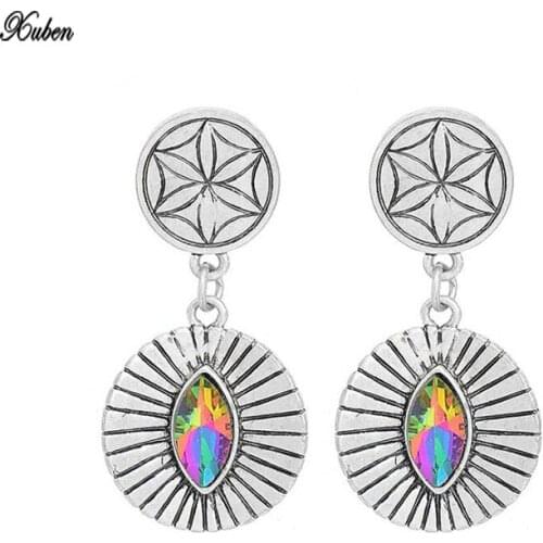 Hot Koop Vrouwen Vintage Zinklegering Dubbele Ronde Oorbellen Handgemaakte Lange Klassieke Hanger Earring Groothandel Sieraden