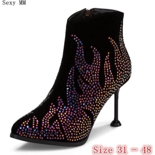 Spring Autumn High Heels Women Ankle Boots Pumps Woman Short Boots High Heel Shoes Plus Size 31 - 48