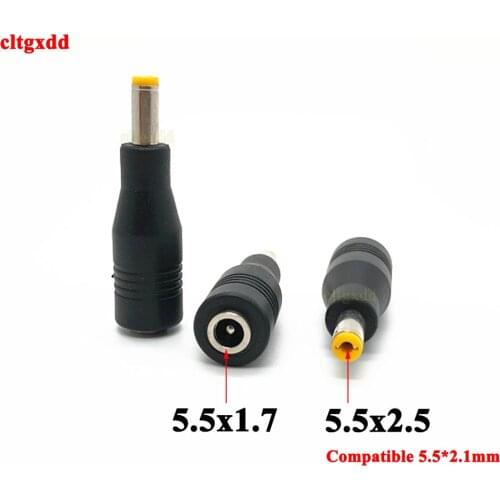 1pcs 5.5x1.7/5.5*1.7mm Female Jack to 5.5x2.5 (Compatible 5.5x2.1mm) Male Plug DC Power Connector Adapter Laptop Charging Plug