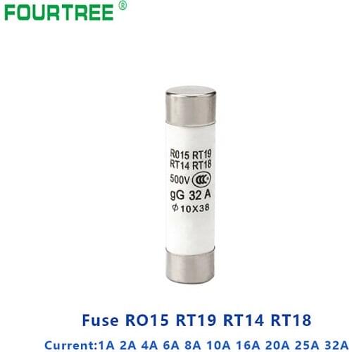 10Pcs 10*38 Fast Blow Ceramic Fuse 10x38mm 380V 500V Current 1A 2A 4A 6A 8A 10A 16A 20A 25A 32A Type RO15 RT18 RT14