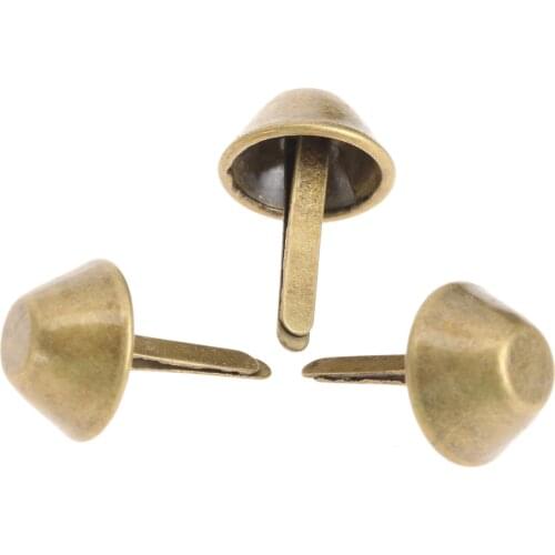 100pcs Brass Nails 15mm Bucket Tacks Double Feet Pins 2-feet Studs Iron Antique Furniture screw Decorative Jewelry Box Nail Bags