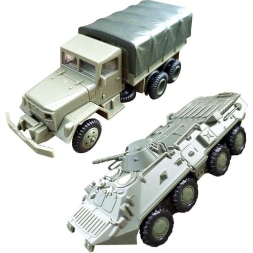 2Pcs/Set 1/72 M35 Truck BTR-80 Cavalry Carrier Model DIY Assembly Craft Kids Toy Model Militarial Toy Car Eco-friendly Plastic