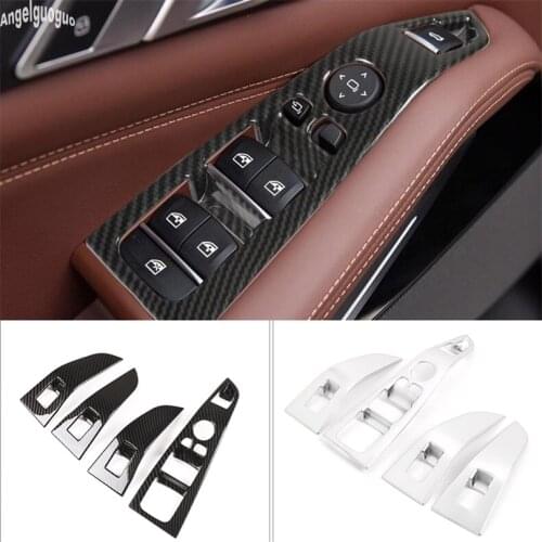 2019-20 For BMW X5 G05 X7 G07 Car Window Glasses Lifter Decoration On Door Sticker Switch Frame Cover Chrome/Carbon Styling LHD