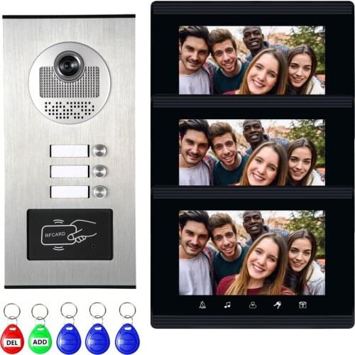 2020 Upgrade Versions 2/3/4/6 Units Apartment intercom Video door phone network Cable Connect, Single-Supply, ID Keyfobs Unlock