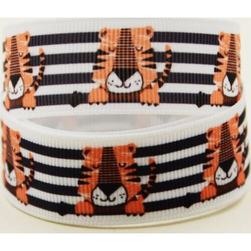 22mm 25mm 38mm 75mm Tigers cartoon printed Grosgrain Ribbon party decoration 10 Yards X-04401