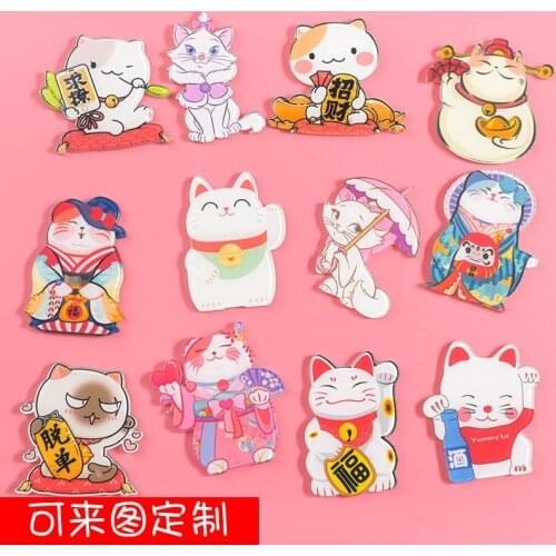 3pcs fortune Cat Maneki Neko Acrylic Brooch Pins Very cute Kitenn Backpack Icons