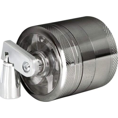 4-Layer Zinc Alloy Metal Herb Crusher Grinder With Mill Handle Spices Grinder Leaf Crusher Smoke Muller Tool 55mm