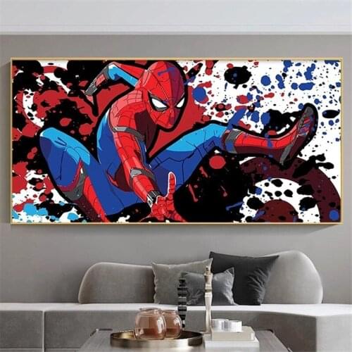 Marvel Watercolor Superhero Spiderman Poster and Print on Canvas Painting Modern Street Graffiti Wall Art Picture for Kids Room