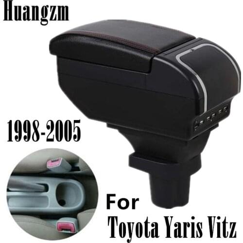 Car Arm Rest Storage Box For Toyota Yaris Vitz 1998-2005 Hatchback Centre Console Storage Box Armrest 2004 2003 2002 2001 2000