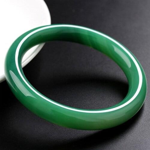 Natural Green Jade Bangle Hand-Carved Charm Jewelry Womens Accessories Fashion Ladies Bracelet for Men Women Gifts