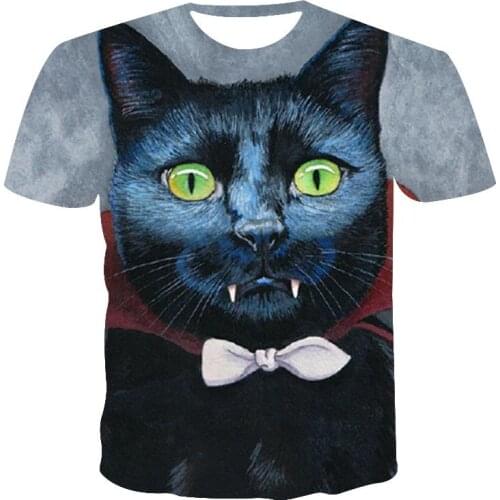 New T-shirt Mens Breathable High Quality Mens T-shirt Womens Short Sleeve Cat 3D Printing Mens T-shirt Fashion Cool T-shirt