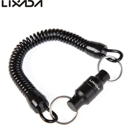 Lixada Magnet Clip Landing Net Connector with Coiled Lanyard Fly Fishing Magnetic Net Release Holder Keeper