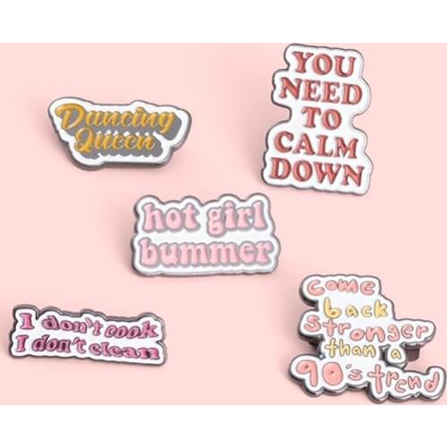 Fashion Simple Text Badge Creative Color Dancing Queen Metal Enamel Brooch Fun Trendy Lapel Backpack Jewelry Accessories Gift