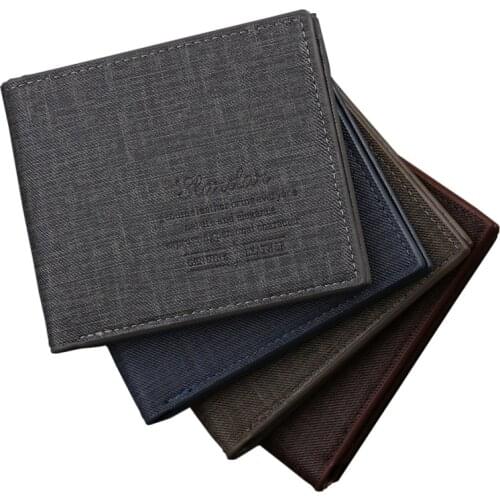 Mens Wallet Money Bag Solid Color Leather Business Short Wallet Famous Vintage Male Wallets Purse