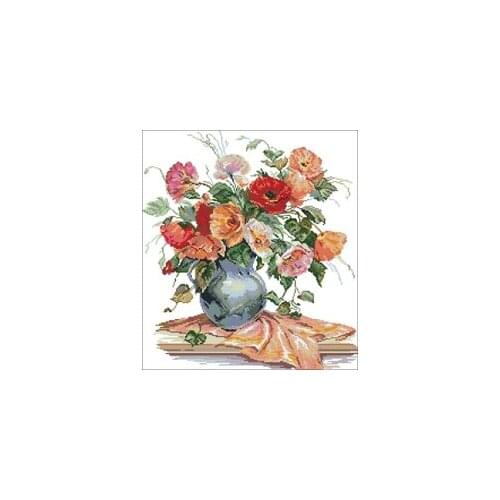 Alisa 2-11_Five-color poppyNeedlework,For Embroidery,DIY 14CT Unprinted Arts Cross stitch kits Set Cross-Stitching Home Decor