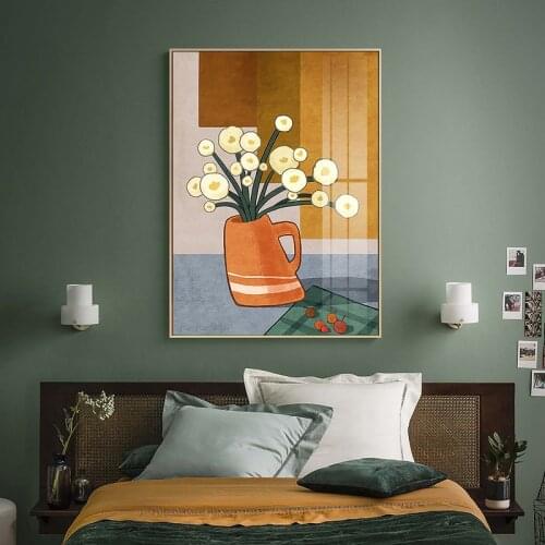 Nodic Art Vase Daisy Sunflower Flowers Bottle Canvas Wall Posters Prints Room Restaurant Wall Painting Scandinavian Home Decor