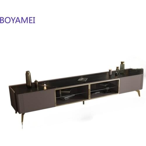 Nordic rock slab paint TV cabinet coffee table combination modern light luxury living room grey minimal high-footed cabinet