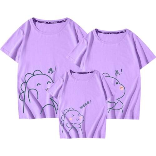 New Cotton Cute Cartoon T Shirts Summer Matching Family Clothes Good Quality Mother Father Son Duagher Clothing T Shirt