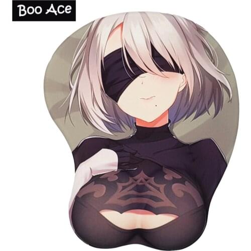 Original 2WAY! NieR: Automata 2B Gaming 3D Boobs Mouse pad with Silicone GEL Wrist rest Size 26*22cm