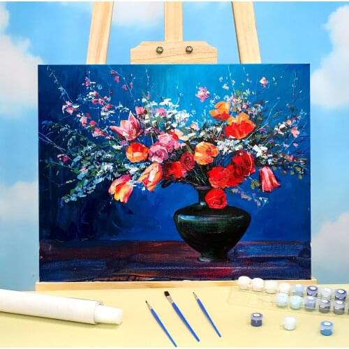 Landscape Flowers Painting By Numbers Set Acrylic Paints 50*70 Canvas Pictures New Design Crafts For Adults Handiwork Art