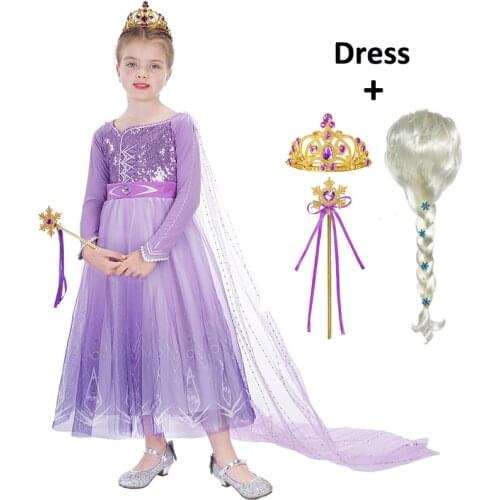 Princess Purple Girls Elsa Dress Carnival Costume Christmas Clothes Fantasia Frocks For Girls Anna Gowns Infant Children Clothin