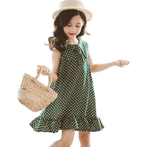 Teenage Girl Dress Dot Pattern Girls Party Dress Kids Summer Kid Dress Casual Style Clothes For Girls 6 8 10 12 14