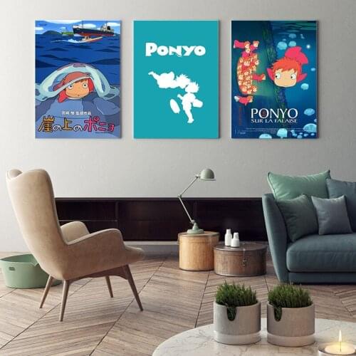Ponyo On TYhe Cliff Classic Cartoon Movie Japan Anime Prints Wall Pictures for Living Room Decoration Home Decor