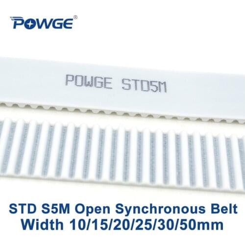 POWGE Arc PU White STD STS S5M Open Timing belt S5M-15mm Width 10/15/20/25/30/50mm Polyurethane steel 15STD5M Synchronous pulley