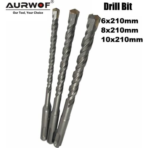 LAVIE 3pc/Lot SDS Plus Drill Bits 6 8 10mm 210mm Hole Saw Drilling for Electric Hammer Concrete Wall Brick Block Masonry DB01010