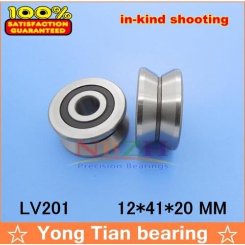 V Groove Guide roller bearings LV201 ZZ RV201/12-20 12*41*20 (Precision double row balls) ABEC-5