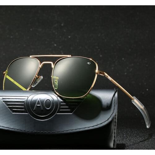 Vintage Classis AO Aviation Sunglasses Men with Original Case Cleaning Cloth Retro Brand Shades American Optical Glass Lenes
