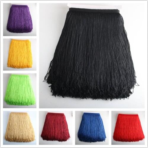 YY-tesco 1 yards 30cm Long Fringe Lace Tassel Polyester Lace Trim Ribbon Sew Latin Dress Stage Garment Curtain DIY Accessories