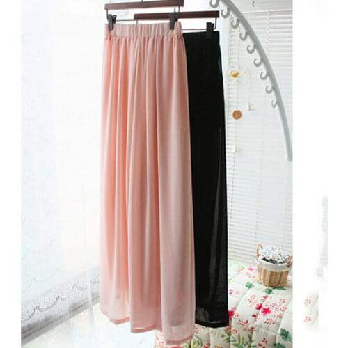 New Fashion Women Chiffon Pants Summer Wide Leg Pants High Waist Long Loose Pants Palazzo Culottes Trousers Femme Pantalones