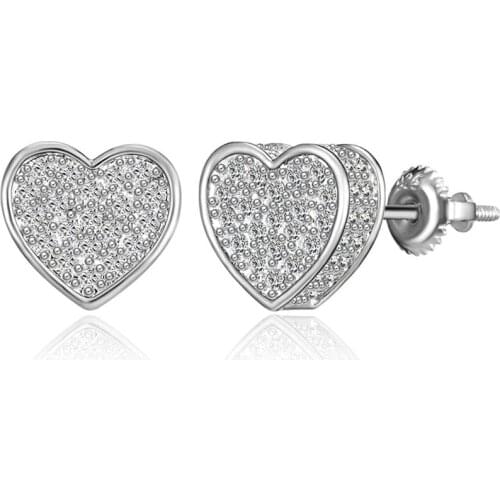 Female Austrian Crystal Heart Zircon Earring Vintage Fashion Gold/Silver Color Hip Hop Stud Earrings For Women Wedding Jewelry