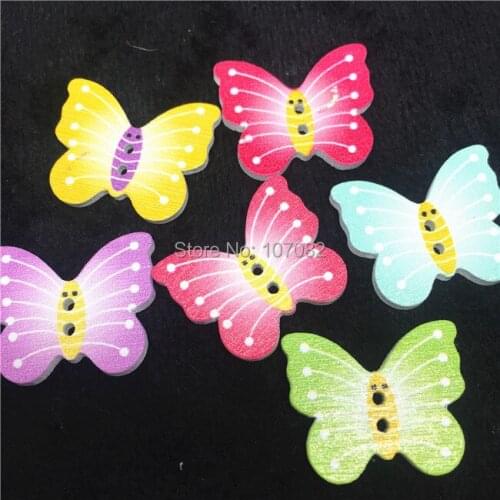 1000pcs Mixed Wooden Butterfly Buttons 21x25mm Sewing Accessories Button Crafts For Scrapbooking Cardmaking Topper