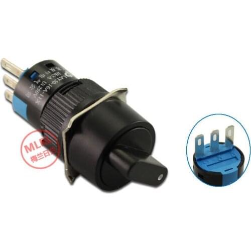 2 position ON OFF self locking 3 pins push button switch round selector switch 16mm