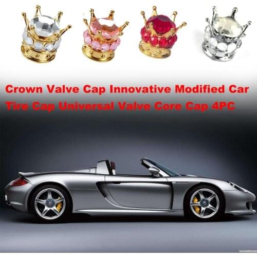 4Pcs Diamond Crown Tire Valve Stem Caps Dustproof For Car Motorbike Truck Bicycle Styling Modified Accessories