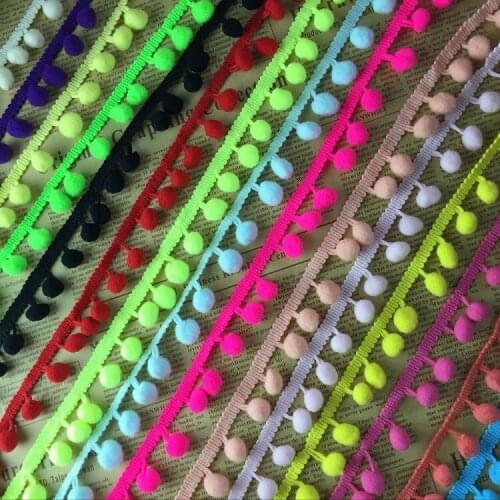 40 yards/lot Cheap pompom lace trim colorful Pom Pom Trim Ball ribbon 10mm Wide satin ribbon DIY Hair Accessories fringe sewing