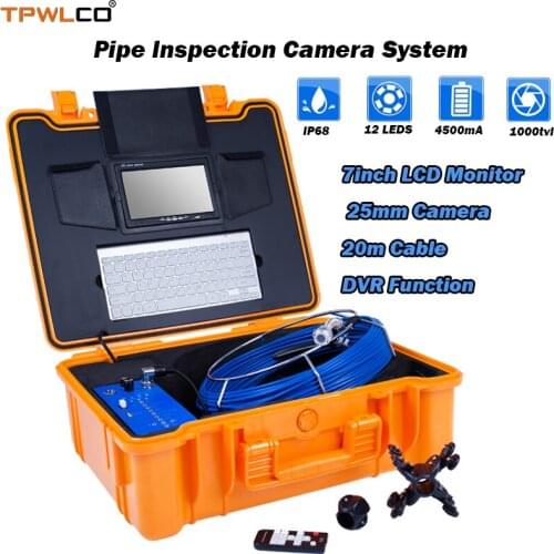 7inch Color Monitor Specialized Sewer Camera Inspection System 8GB SD Card DVR 20m Cable 25mm Industrial Endoscope Video Camera
