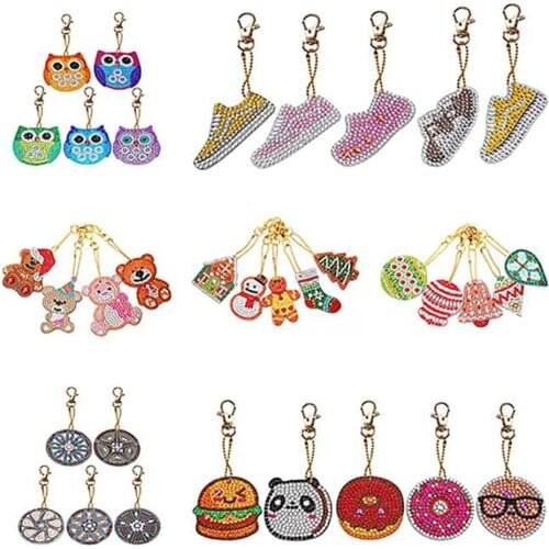 DIY 5D Special Shaped Full Drill Diamond Painting Keychain Embroidery with Key Ring Jewelry Gifts