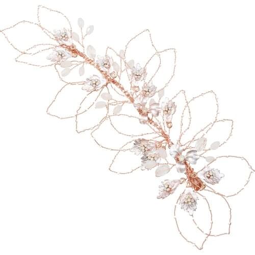 Baroque Flower Crystal Hairpiece Headpiece Wedding Jewelry Rose Gold color Bridal Hair Clip Accessory Bridal Headband Hairpins