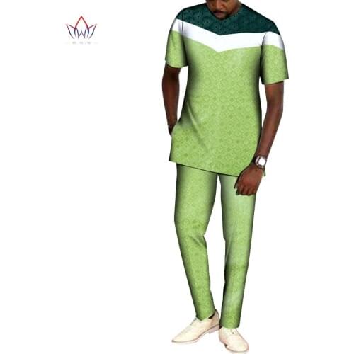 Bintarealwax Newest Style African Men Clothes 2021 Dashiki Plus Size Men Suit Fashion Traditional African Clothing WYN366