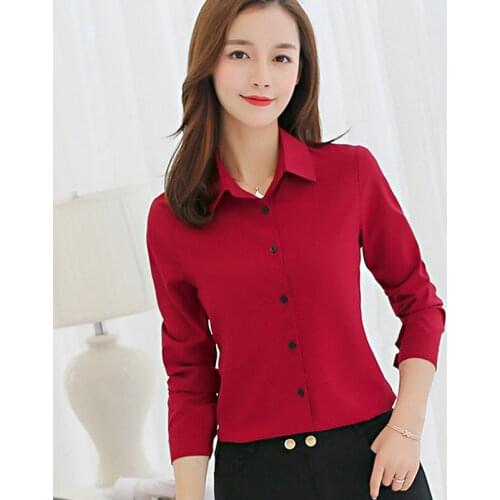 White Blouse Women Chiffon Office Career Shirts Tops Fashion Casual Long Sleeve Blouses Femme Blusa