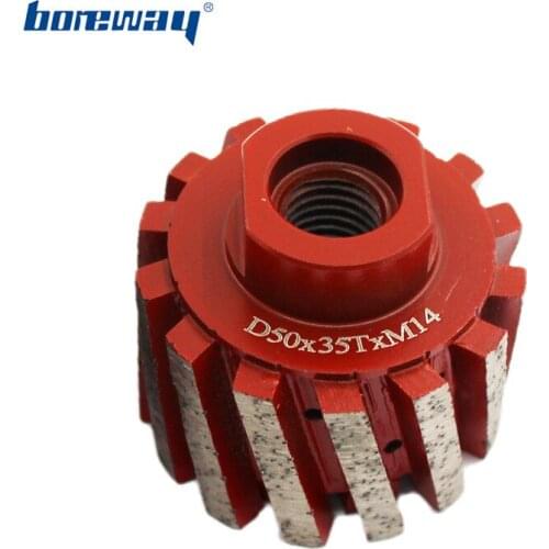 Boreway Supply 2Inch D50*35T*M14 Segmented Zero Tolerance Drum Wheel With Strengthen Free Shipping Bottom For Grinding Counter