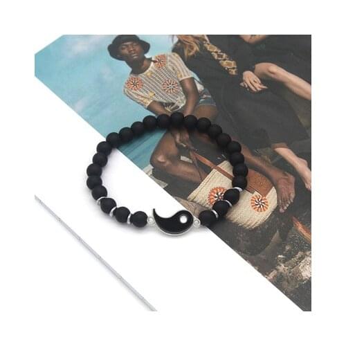 Bead Chain Bracelet Chinese Tai Chi Gossip Yin Yang Couple Friendship Lovers Charm Bracelet Jewelry Handmade