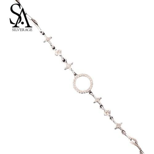 SA SILVERAGE Star S925 Sterling Silver Bracelet Female Korean Version Simple Sweet Girlfriends Valentines Day Gift for Women