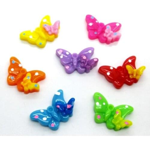 50Pcs Mixed Resin Butterfly Beads Decoration Crafts Flatback Cabochon Scrapbooking Fit Hair Clips Embellishments Diy