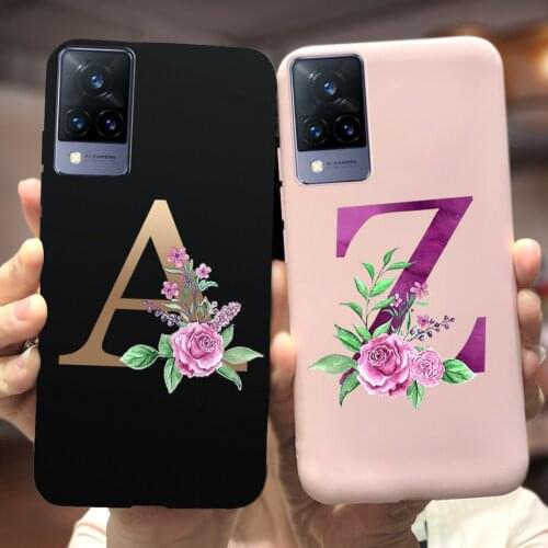 For Vivo V21 Case V2066 Soft Silicone Cute 26 Letters Cover For Vivo V21 5G V2050 Phone Cases Vivo V21 V 21 5G Back Cover Bumper
