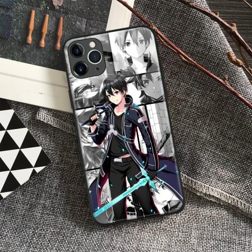 Kirigaya Kazuto Sword Art Online Anime Soft Tpu Glass Phone Case for IPhone SE 6s 7 8 Plus X Xr Xs 11 12 Mini Pro Max Samsung